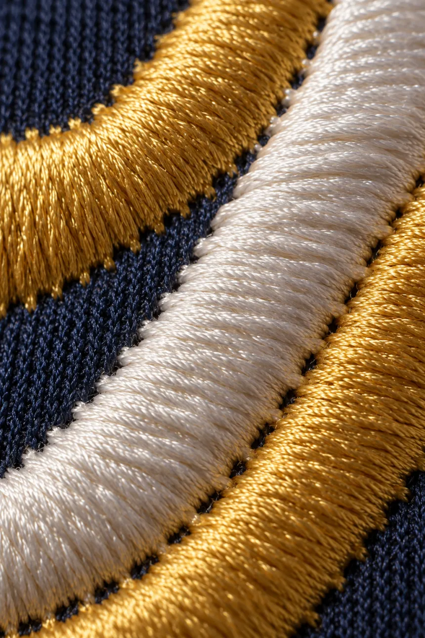 Satin-stitch embroidery, up close