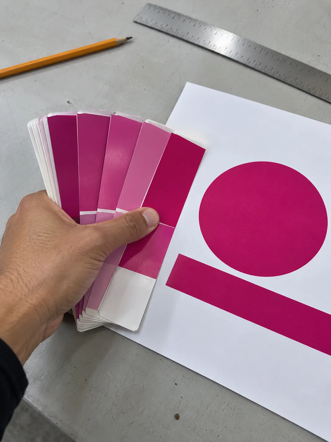 Matching a printed proof against color swatches
