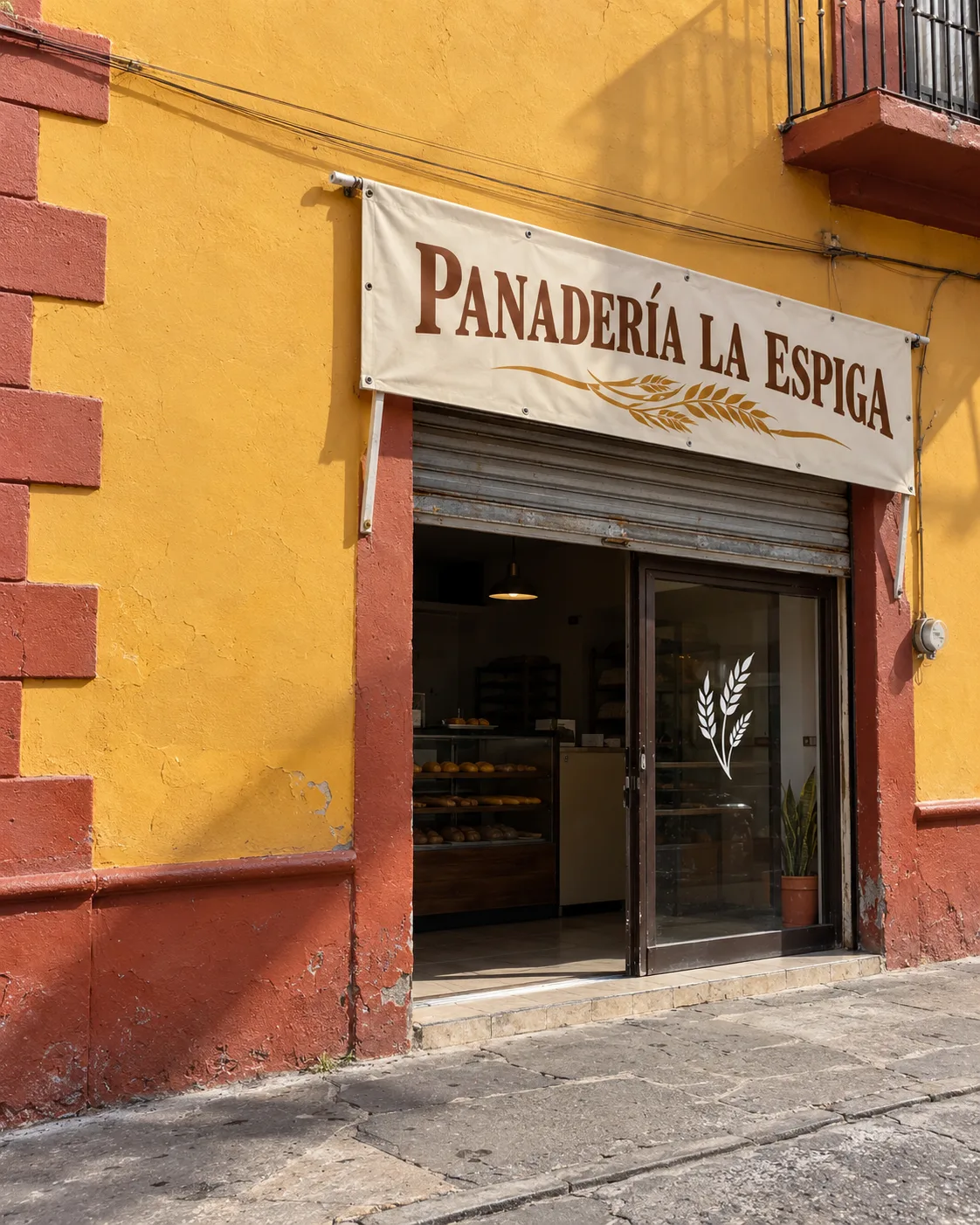 Example: a bakery banner on a storefront